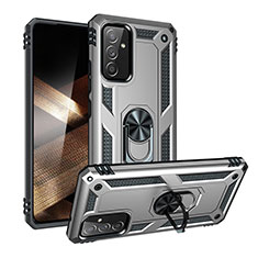 Funda Bumper Silicona y Plastico Mate Carcasa con Magnetico Anillo de dedo Soporte MQ3 para Samsung Galaxy A55 5G Plata