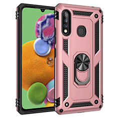 Funda Bumper Silicona y Plastico Mate Carcasa con Magnetico Anillo de dedo Soporte MQ3 para Samsung Galaxy A70E Oro Rosa