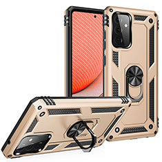 Funda Bumper Silicona y Plastico Mate Carcasa con Magnetico Anillo de dedo Soporte MQ3 para Samsung Galaxy A72 4G Oro