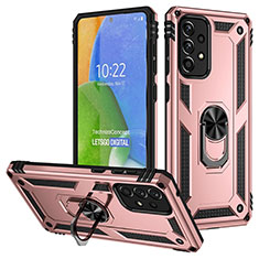 Funda Bumper Silicona y Plastico Mate Carcasa con Magnetico Anillo de dedo Soporte MQ3 para Samsung Galaxy A73 5G Oro Rosa