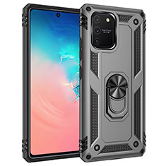 Funda Bumper Silicona y Plastico Mate Carcasa con Magnetico Anillo de dedo Soporte MQ3 para Samsung Galaxy A91 Gris