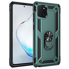 Funda Bumper Silicona y Plastico Mate Carcasa con Magnetico Anillo de dedo Soporte MQ3 para Samsung Galaxy Note 10 Lite Verde