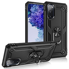 Funda Bumper Silicona y Plastico Mate Carcasa con Magnetico Anillo de dedo Soporte MQ3 para Samsung Galaxy S20 FE (2022) 5G Negro