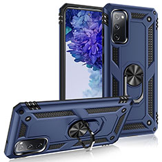 Funda Bumper Silicona y Plastico Mate Carcasa con Magnetico Anillo de dedo Soporte MQ3 para Samsung Galaxy S20 FE 4G Azul