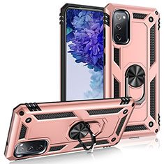 Funda Bumper Silicona y Plastico Mate Carcasa con Magnetico Anillo de dedo Soporte MQ3 para Samsung Galaxy S20 FE 4G Oro Rosa