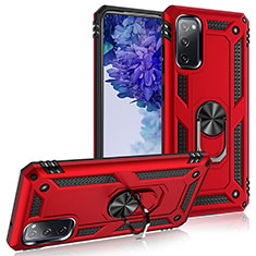 Funda Bumper Silicona y Plastico Mate Carcasa con Magnetico Anillo de dedo Soporte MQ3 para Samsung Galaxy S20 FE 4G Rojo