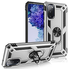 Funda Bumper Silicona y Plastico Mate Carcasa con Magnetico Anillo de dedo Soporte MQ3 para Samsung Galaxy S20 Lite 5G Plata