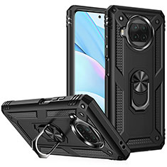 Funda Bumper Silicona y Plastico Mate Carcasa con Magnetico Anillo de dedo Soporte MQ3 para Xiaomi Mi 10i 5G Negro