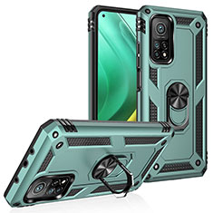 Funda Bumper Silicona y Plastico Mate Carcasa con Magnetico Anillo de dedo Soporte MQ3 para Xiaomi Mi 10T Pro 5G Verde