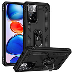 Funda Bumper Silicona y Plastico Mate Carcasa con Magnetico Anillo de dedo Soporte MQ3 para Xiaomi Mi 11i 5G (2022) Negro