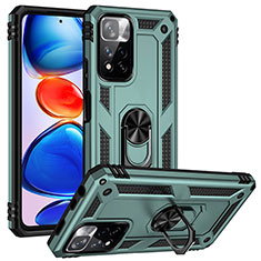 Funda Bumper Silicona y Plastico Mate Carcasa con Magnetico Anillo de dedo Soporte MQ3 para Xiaomi Mi 11i 5G (2022) Verde