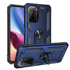 Funda Bumper Silicona y Plastico Mate Carcasa con Magnetico Anillo de dedo Soporte MQ3 para Xiaomi Mi 11i 5G Azul