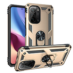 Funda Bumper Silicona y Plastico Mate Carcasa con Magnetico Anillo de dedo Soporte MQ3 para Xiaomi Mi 11i 5G Oro