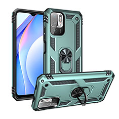 Funda Bumper Silicona y Plastico Mate Carcasa con Magnetico Anillo de dedo Soporte MQ3 para Xiaomi POCO M3 Pro 5G Verde