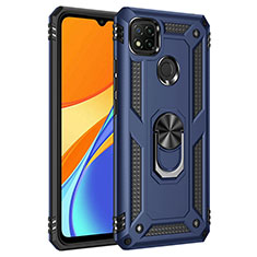 Funda Bumper Silicona y Plastico Mate Carcasa con Magnetico Anillo de dedo Soporte MQ3 para Xiaomi Redmi 10A 4G Azul