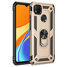 Funda Bumper Silicona y Plastico Mate Carcasa con Magnetico Anillo de dedo Soporte MQ3 para Xiaomi Redmi 10A 4G Oro