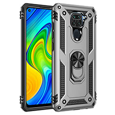 Funda Bumper Silicona y Plastico Mate Carcasa con Magnetico Anillo de dedo Soporte MQ3 para Xiaomi Redmi 10X 4G Plata