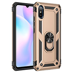 Funda Bumper Silicona y Plastico Mate Carcasa con Magnetico Anillo de dedo Soporte MQ3 para Xiaomi Redmi 9AT Oro