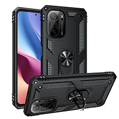 Funda Bumper Silicona y Plastico Mate Carcasa con Magnetico Anillo de dedo Soporte MQ3 para Xiaomi Redmi K40 Pro+ Plus 5G Negro