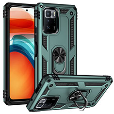 Funda Bumper Silicona y Plastico Mate Carcasa con Magnetico Anillo de dedo Soporte MQ3 para Xiaomi Redmi Note 10 Pro 5G Verde