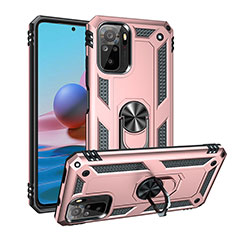 Funda Bumper Silicona y Plastico Mate Carcasa con Magnetico Anillo de dedo Soporte MQ3 para Xiaomi Redmi Note 11 SE India 4G Oro Rosa