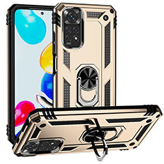 Funda Bumper Silicona y Plastico Mate Carcasa con Magnetico Anillo de dedo Soporte MQ3 para Xiaomi Redmi Note 11S 4G Oro