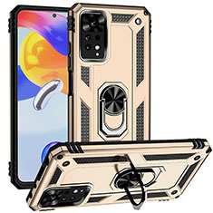 Funda Bumper Silicona y Plastico Mate Carcasa con Magnetico Anillo de dedo Soporte MQ3 para Xiaomi Redmi Note 12 Pro 4G Oro