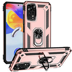 Funda Bumper Silicona y Plastico Mate Carcasa con Magnetico Anillo de dedo Soporte MQ3 para Xiaomi Redmi Note 12 Pro 4G Oro Rosa