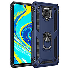 Funda Bumper Silicona y Plastico Mate Carcasa con Magnetico Anillo de dedo Soporte MQ3 para Xiaomi Redmi Note 9 Pro Azul