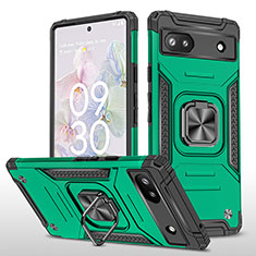 Funda Bumper Silicona y Plastico Mate Carcasa con Magnetico Anillo de dedo Soporte MQ4 para Google Pixel 6a 5G Verde Noche