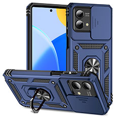 Funda Bumper Silicona y Plastico Mate Carcasa con Magnetico Anillo de dedo Soporte MQ4 para Motorola Moto G Stylus (2023) 4G Azul