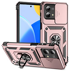 Funda Bumper Silicona y Plastico Mate Carcasa con Magnetico Anillo de dedo Soporte MQ4 para Motorola Moto G Stylus (2023) 4G Oro Rosa