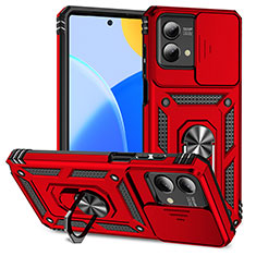 Funda Bumper Silicona y Plastico Mate Carcasa con Magnetico Anillo de dedo Soporte MQ4 para Motorola Moto G Stylus (2023) 4G Rojo