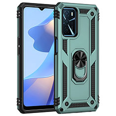 Funda Bumper Silicona y Plastico Mate Carcasa con Magnetico Anillo de dedo Soporte MQ4 para Oppo A16 Verde