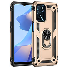 Funda Bumper Silicona y Plastico Mate Carcasa con Magnetico Anillo de dedo Soporte MQ4 para Oppo A16s Oro