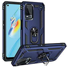 Funda Bumper Silicona y Plastico Mate Carcasa con Magnetico Anillo de dedo Soporte MQ4 para Oppo A54 4G Azul