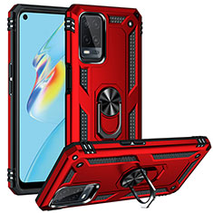 Funda Bumper Silicona y Plastico Mate Carcasa con Magnetico Anillo de dedo Soporte MQ4 para Oppo A54 4G Rojo