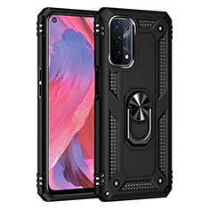 Funda Bumper Silicona y Plastico Mate Carcasa con Magnetico Anillo de dedo Soporte MQ4 para Oppo A54 5G Negro