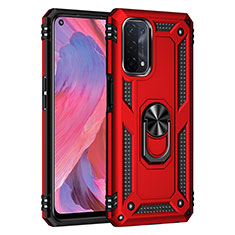 Funda Bumper Silicona y Plastico Mate Carcasa con Magnetico Anillo de dedo Soporte MQ4 para Oppo A54 5G Rojo