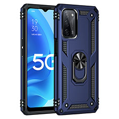 Funda Bumper Silicona y Plastico Mate Carcasa con Magnetico Anillo de dedo Soporte MQ4 para Oppo A55 5G Azul