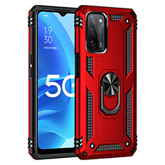 Funda Bumper Silicona y Plastico Mate Carcasa con Magnetico Anillo de dedo Soporte MQ4 para Oppo A55 5G Rojo