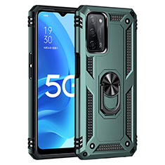 Funda Bumper Silicona y Plastico Mate Carcasa con Magnetico Anillo de dedo Soporte MQ4 para Oppo A56 5G Verde