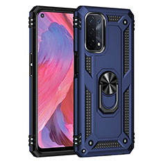 Funda Bumper Silicona y Plastico Mate Carcasa con Magnetico Anillo de dedo Soporte MQ4 para Oppo A74 5G Azul