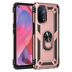 Funda Bumper Silicona y Plastico Mate Carcasa con Magnetico Anillo de dedo Soporte MQ4 para Oppo A93 5G Oro Rosa