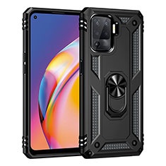 Funda Bumper Silicona y Plastico Mate Carcasa con Magnetico Anillo de dedo Soporte MQ4 para Oppo A94 4G Negro