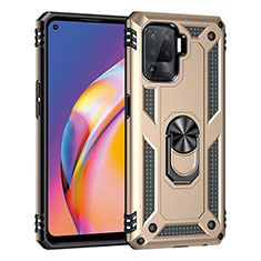 Funda Bumper Silicona y Plastico Mate Carcasa con Magnetico Anillo de dedo Soporte MQ4 para Oppo A94 4G Oro