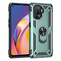 Funda Bumper Silicona y Plastico Mate Carcasa con Magnetico Anillo de dedo Soporte MQ4 para Oppo A94 4G Verde