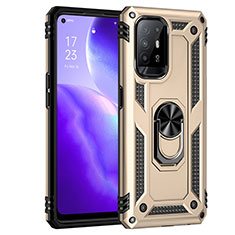 Funda Bumper Silicona y Plastico Mate Carcasa con Magnetico Anillo de dedo Soporte MQ4 para Oppo A94 5G Oro