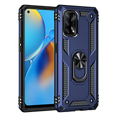 Funda Bumper Silicona y Plastico Mate Carcasa con Magnetico Anillo de dedo Soporte MQ4 para Oppo A95 4G Azul