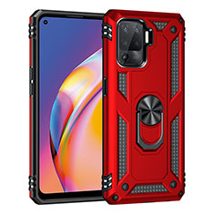 Funda Bumper Silicona y Plastico Mate Carcasa con Magnetico Anillo de dedo Soporte MQ4 para Oppo F19 Pro Rojo